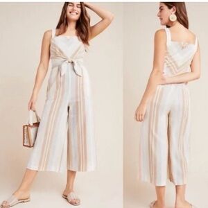 Anthropologie  Savannah Striped Jumpsuit size 4 Linen